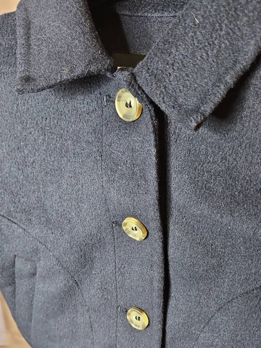 Zara Girl's Navy Wool-Blend Cropped Peacoat Size 6/7